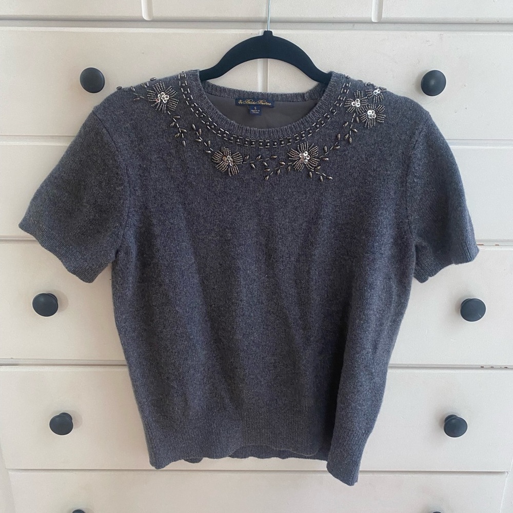 Brooks Brothers Gray Embellished Sweater